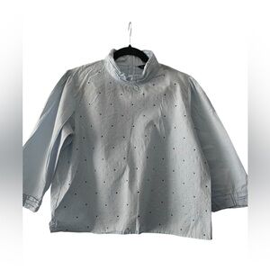 Zara bedazzled long sleeve collar top